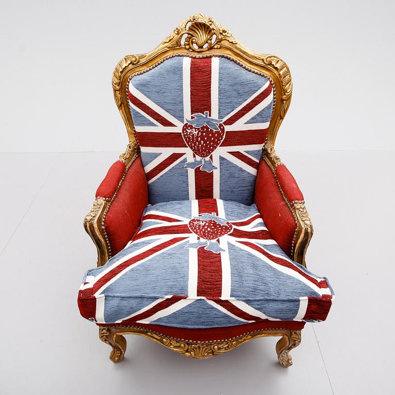 FÅTÖLJ, rokokostil, 1900-/2000-tal.