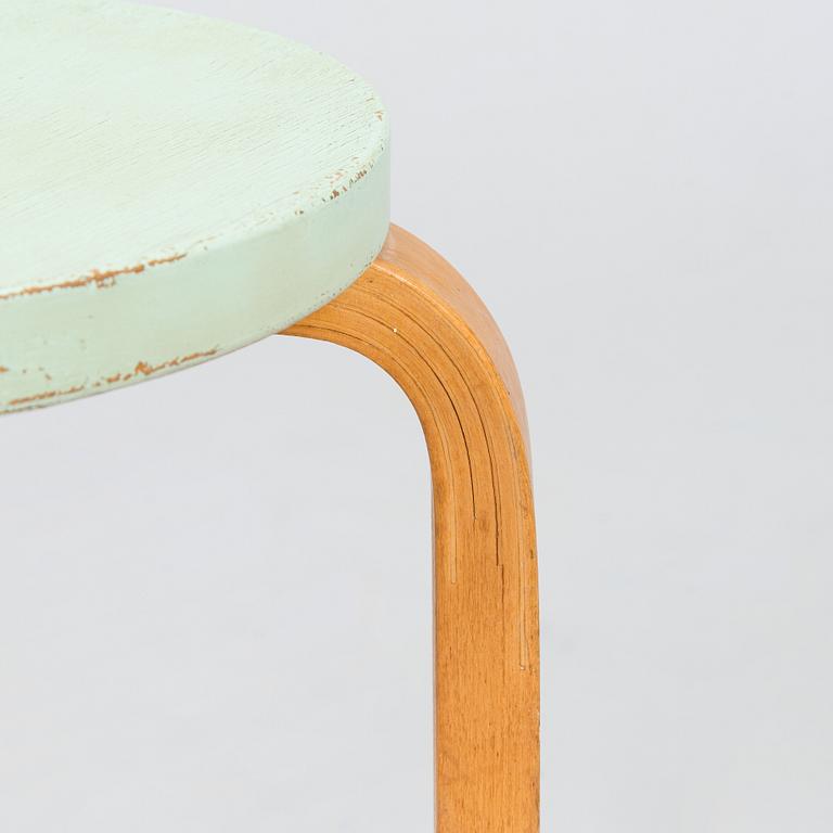 Alvar Aalto, a mid 20th century '60' stool for O.Y. Huonekalu- ja Rakennustyötehdas A.B.