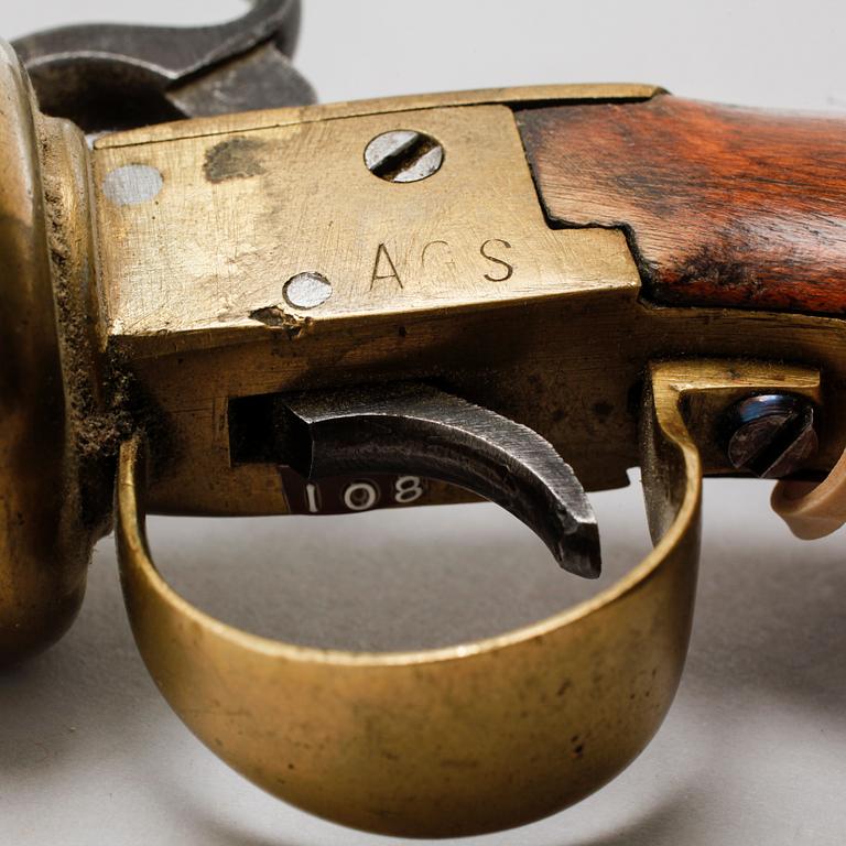 A percussion gun by Anders Gustavsson from Ödesstugu, signed AGS, mid 19th century.