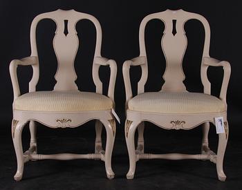 SALONGSGRUPP, 5 delar. Rokokostil, delvis märkt AB Svenska möbelfabriken, Bodafors.