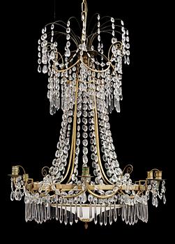 A late Gustavian circa 1800 six-light chandelier.