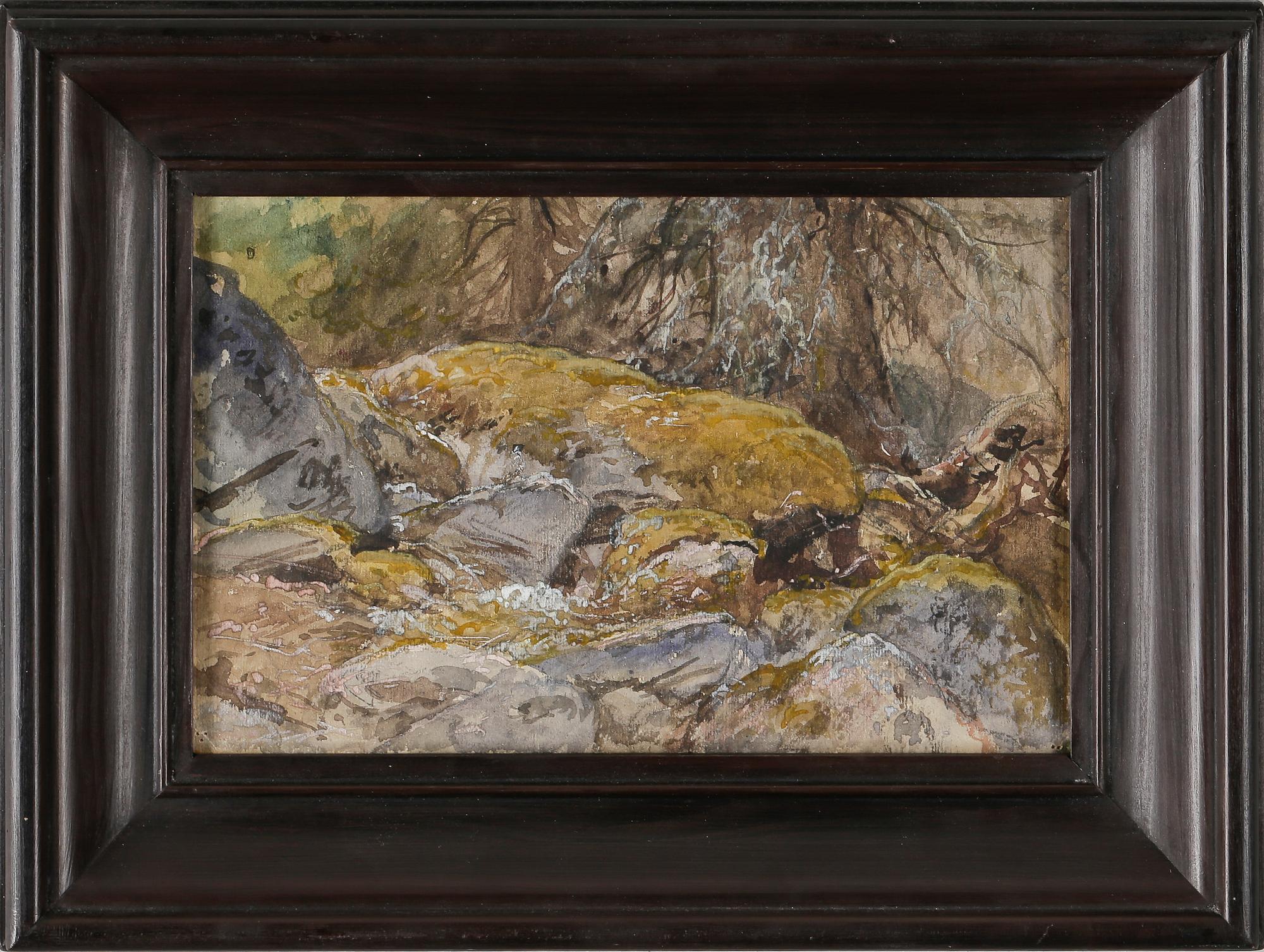 AUGUST MALMSTRÖM, Akvarell och täckvitt på papper, sterbhusetikett á tergo.