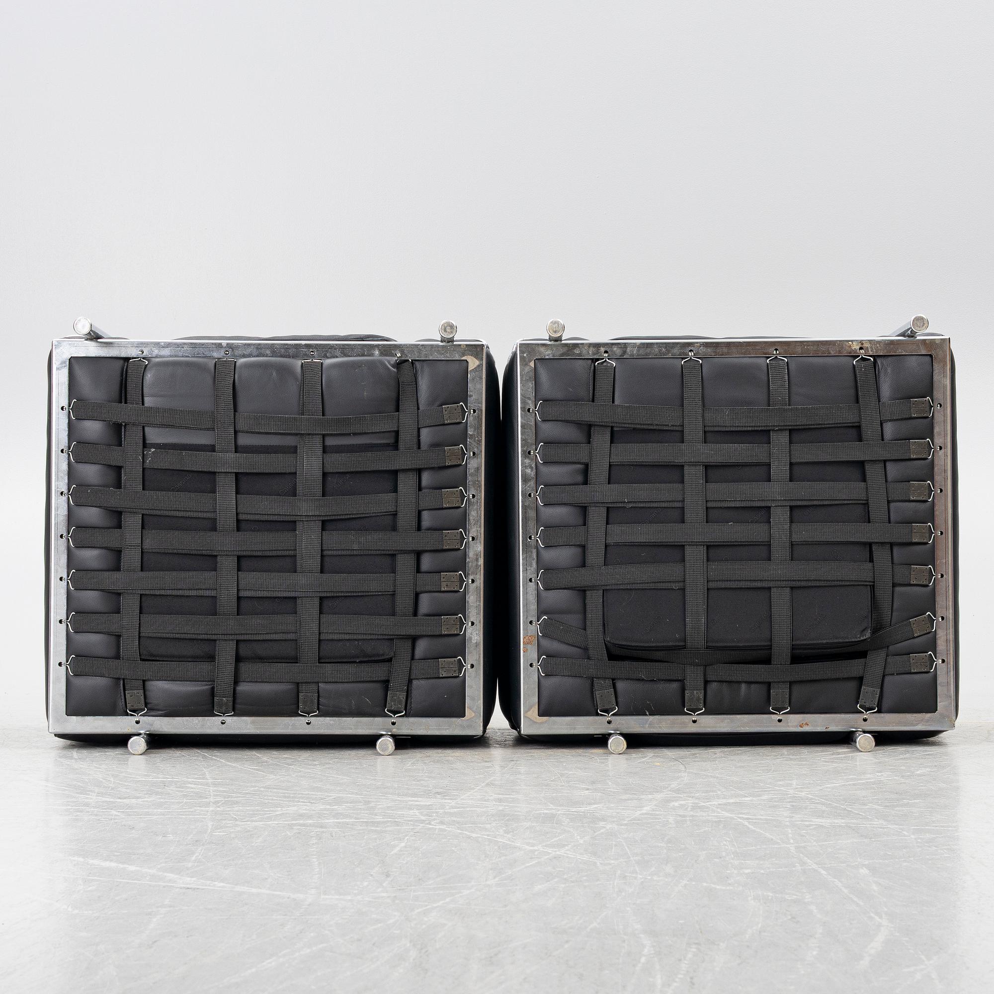 Le Corbusier (Charles-Édouard Jeanneret), Pierre Jeanneret, Charlotte Perriand & Le Corbusier, a pair of 'LC2' armchairs, Cassina.