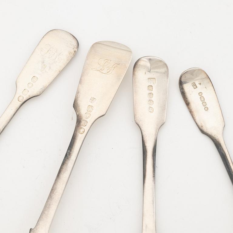 32 silver forks, London, England, 19th Century.