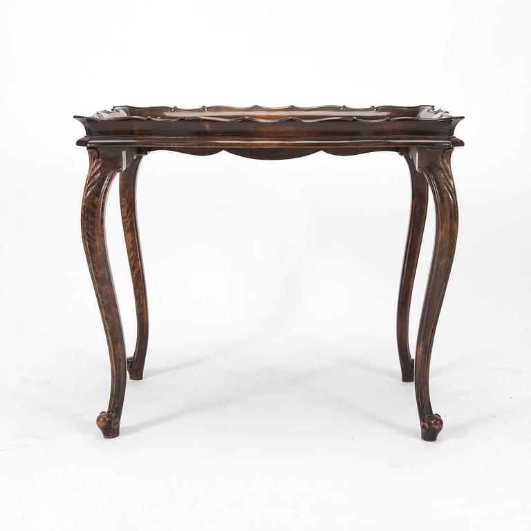 SATSBORD, 2-delat, Chippendale-stil, 1930-tal.