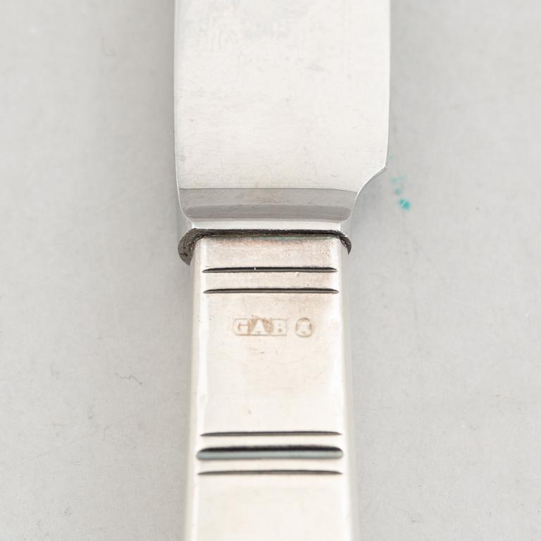 Jacob Ängman, bestickservis, 44 delar, silver, modell "Rosenholm", GAB, Stockholm, bl.a. 1965.