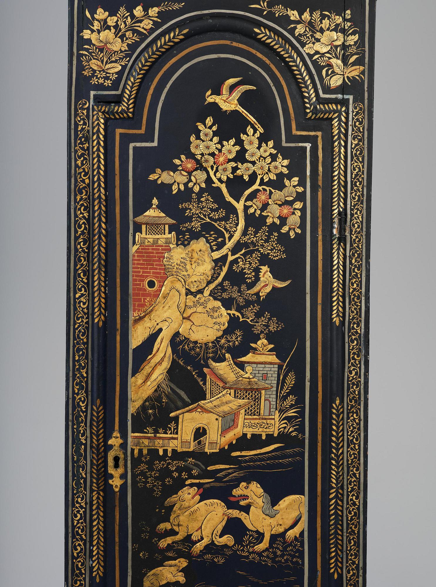 A George II blue-japanned longcase clock by William Barrow (watchmaker in London 1700-36).