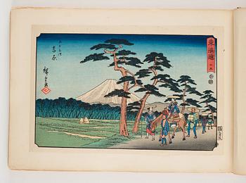 An album with Japanese woodblock prints after Ando Utagawa Hiroshige (1797-1858), mid 20th Century. (37 prints).