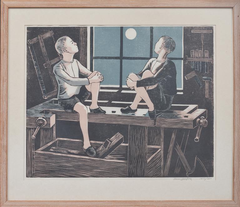 SVEN LJUNGBERG och REINHOLD LJUNGGREN, färglitografi och träsnitt, signerade och numrerade.