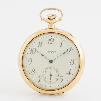 Waltham, pocket watch, 14k gold, 46 mm.