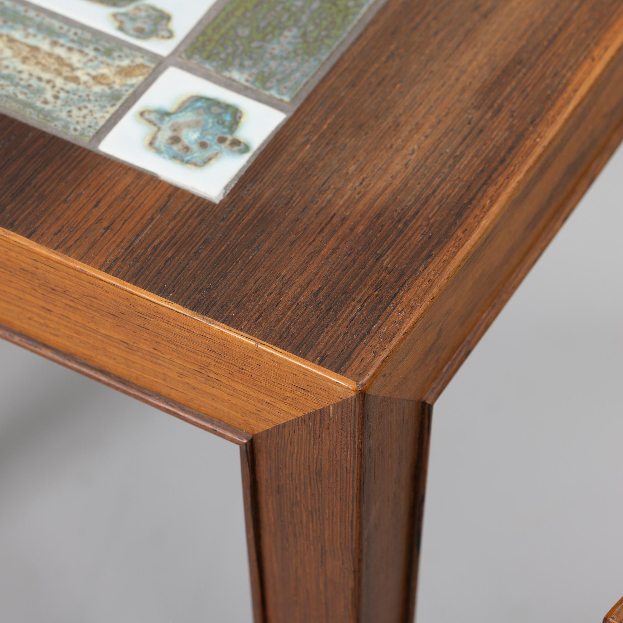 Nest of tables, three pieces, Denmark, second half of the 20th century.