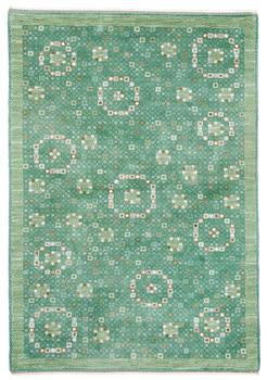 670. CARPET. "Bankrabatten grön". Knotted pile (flossa). 301 x 207 cm. Signed AB MMF BN.