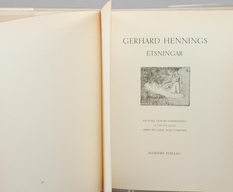 GERHARD HENNING, 18 etsningar, omkring 1914. Samt en bok: Gerhard Hennings etsningar, Gösta Lilja, Allhems förlag, 1952.