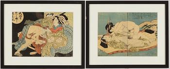 Keisai Eisen, attributed, two shunga motifs.