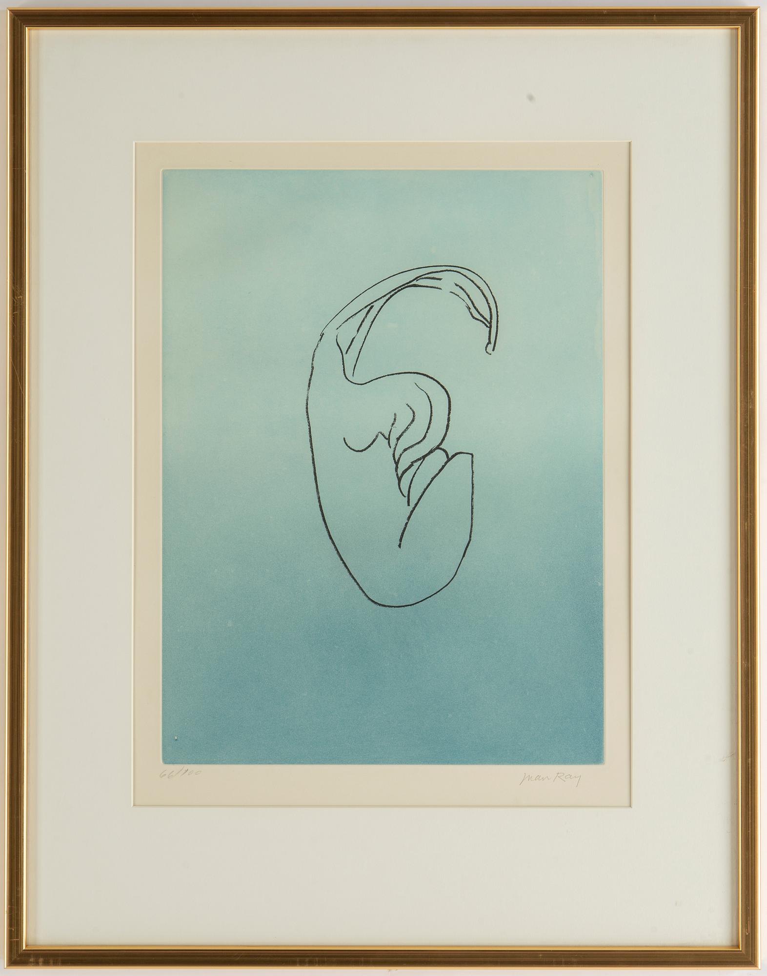 Man Ray, etching an aquatint in colours, signed and numbered 66/100.