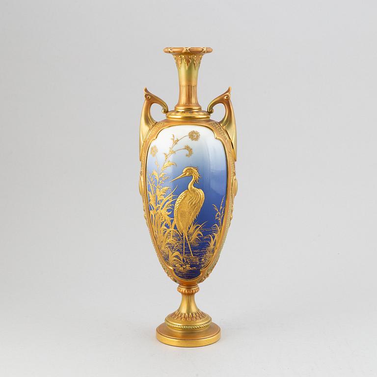 A porcelain urn from Royal Worcester, England, 1897.