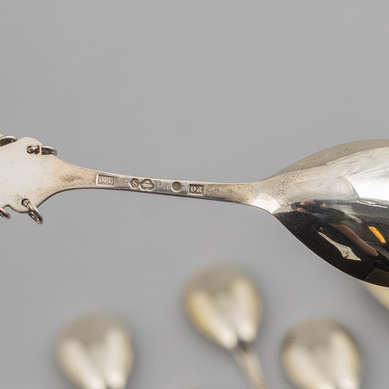 Skedar, 10 st, silver, Frits Olson AB, Luleå, 1975.