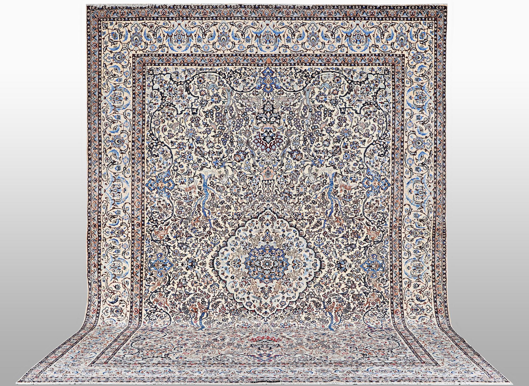 A carpet, Nain, 9 LAA, part silk, ca  484 x 335 cm.