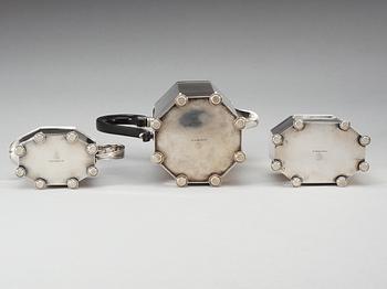 An Atelier Borgila three pieces of silver coffee service, Stockholm 1929.