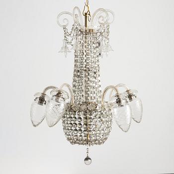 A cut-glass chandelier, first part 20th century.
