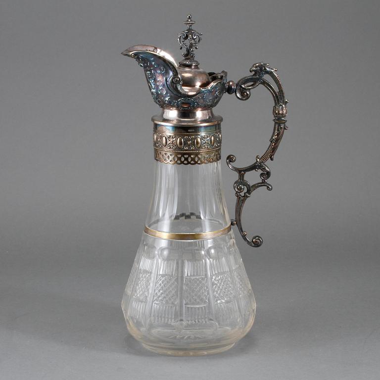 VINKANNA, glas och nysilver, sent 1800-tal.