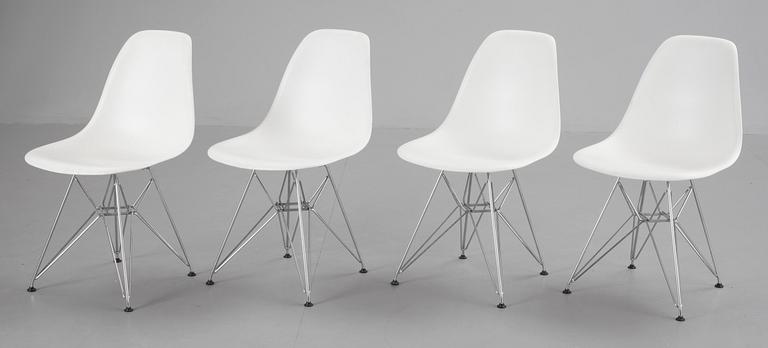 A set of four "Plastic Chairs" by Charles and Ray Eames for Vitra, 2001.