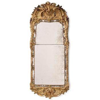 107. A Swedish giltwood and polychrome-painted Rococo mirror, later part of the 18th century.