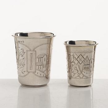 Bägare, 5 st, silver, Ryssland, 1800/1900-tal.