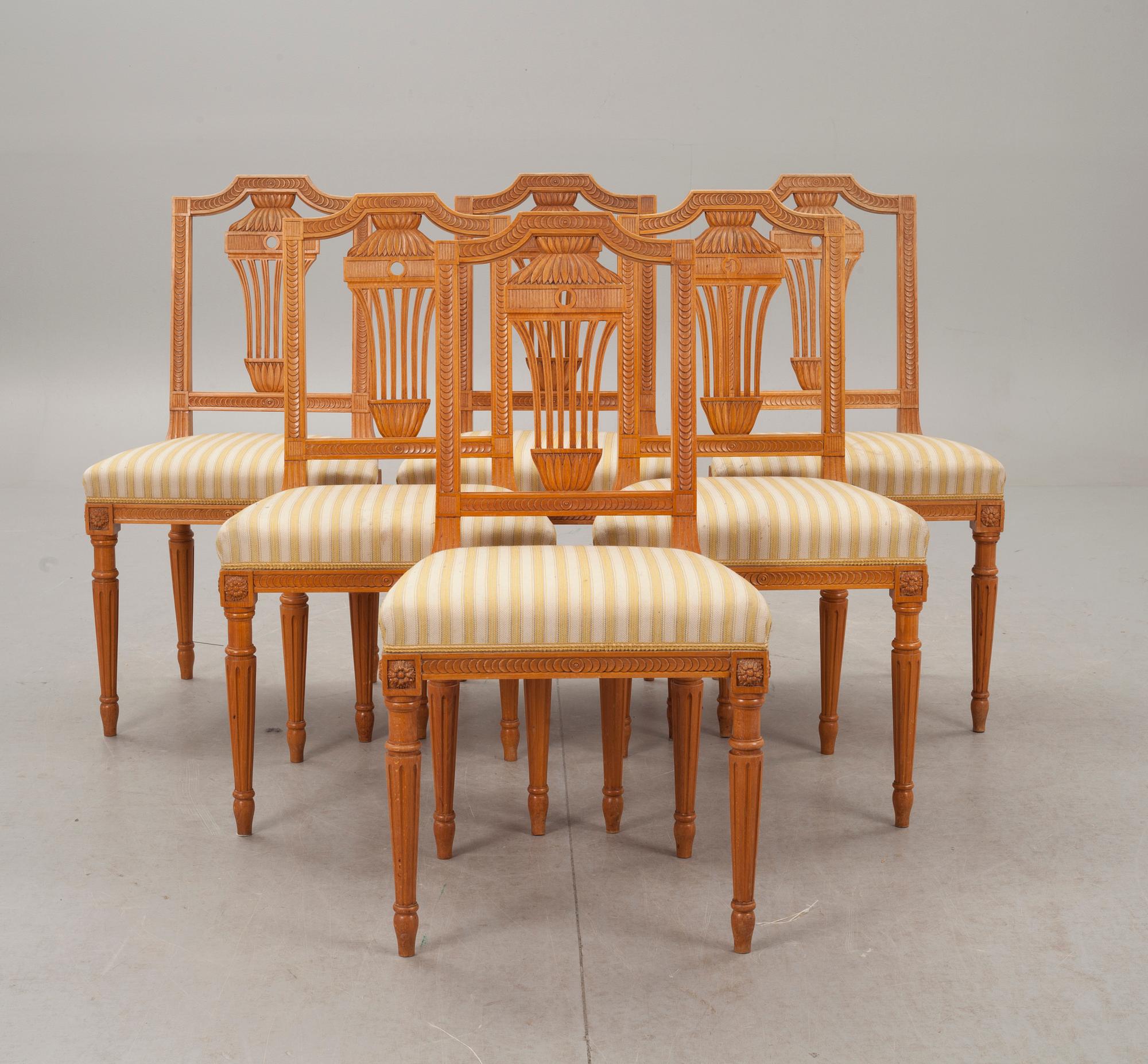 STOLAR, 6 st, gustaviansk stil, 1900-talets andra hälft.