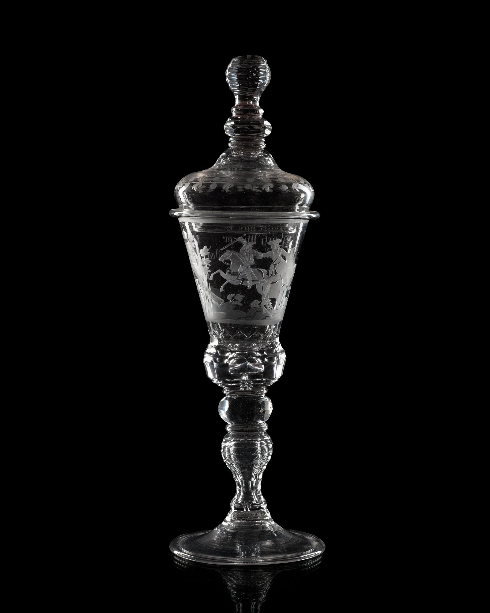 POKAL med LOCK, glas. Tyskland, 1700-tal.