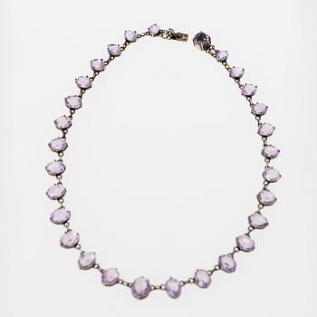 COLLIER, fasettslipade ametister, silver. Sverige.