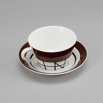 TEKOPPAR MED FAT. 6 st. Benporslin, Stig Lindberg. Gustavsberg.