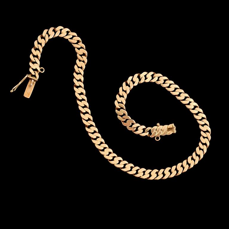 ARMBAND, 18 k guld, kedjelänk. Vikt ca 8 gram.