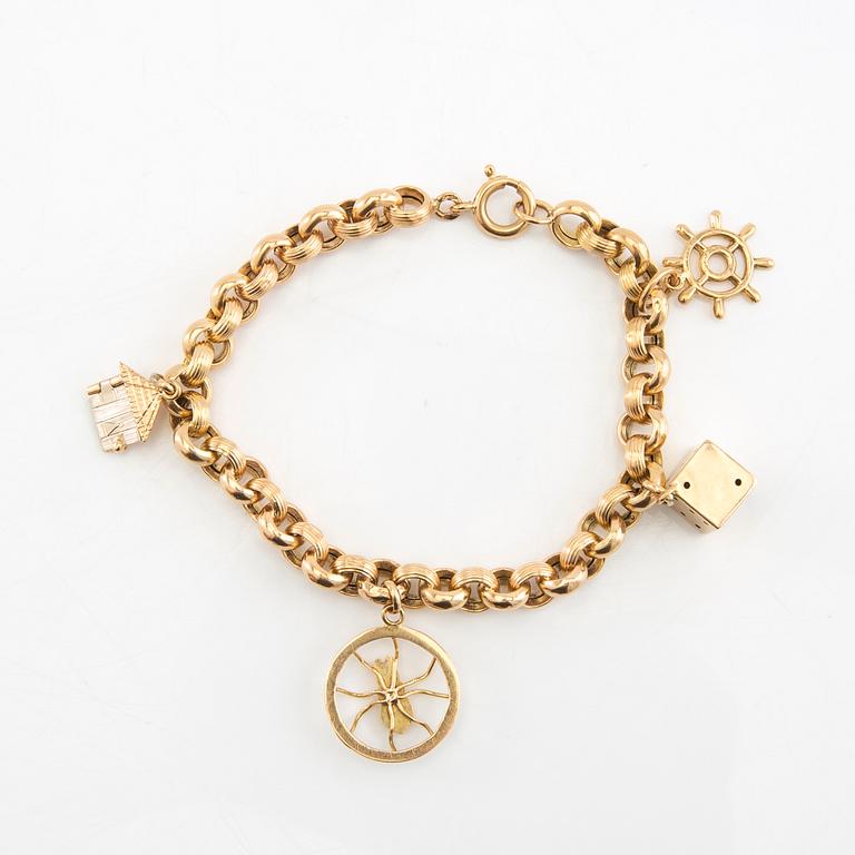 Bracelet with charms 18K gold, Vicenza Italy.