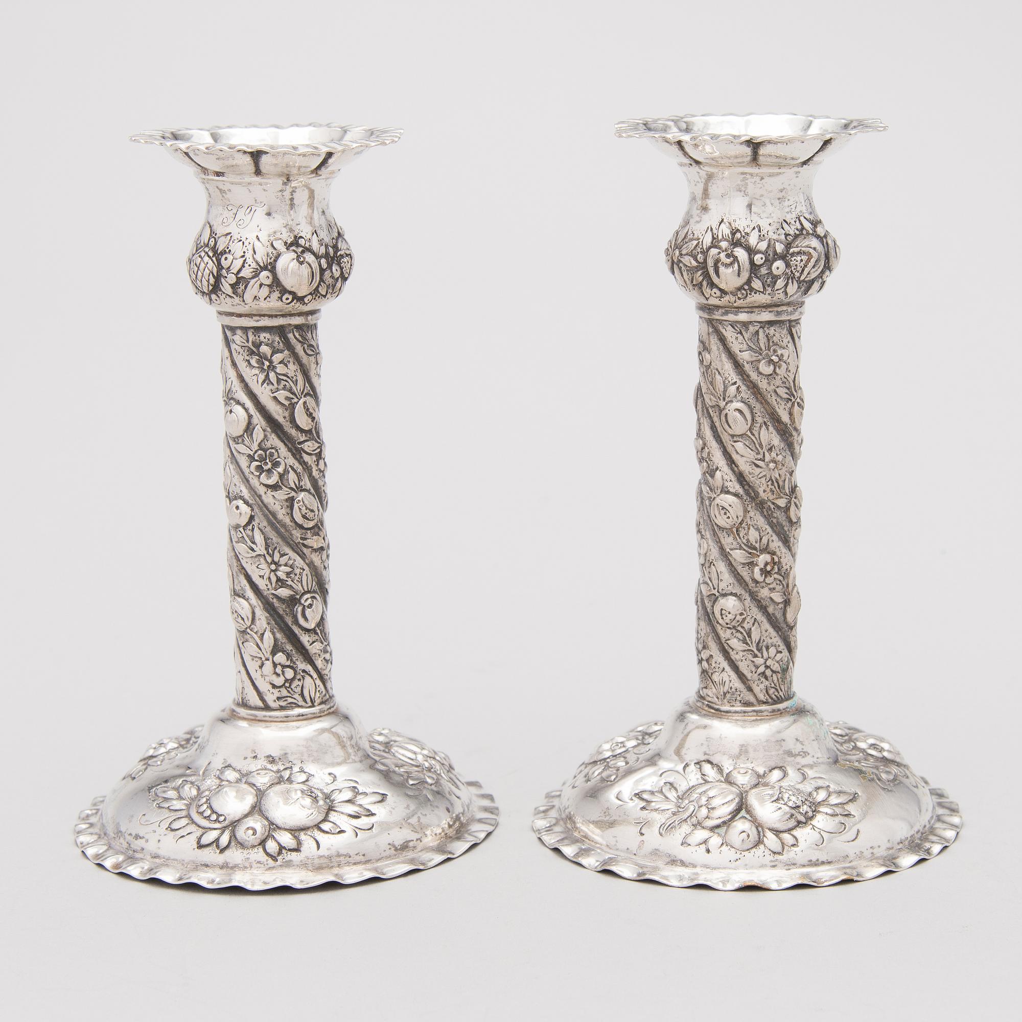 A pair of silver candlesticks, Finnish import marks 1939.