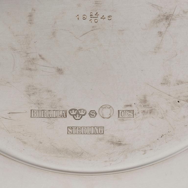 ATELIER BORGILA, undertallrikar, 10 st, sterlingsilver, Stockholm, 1946.