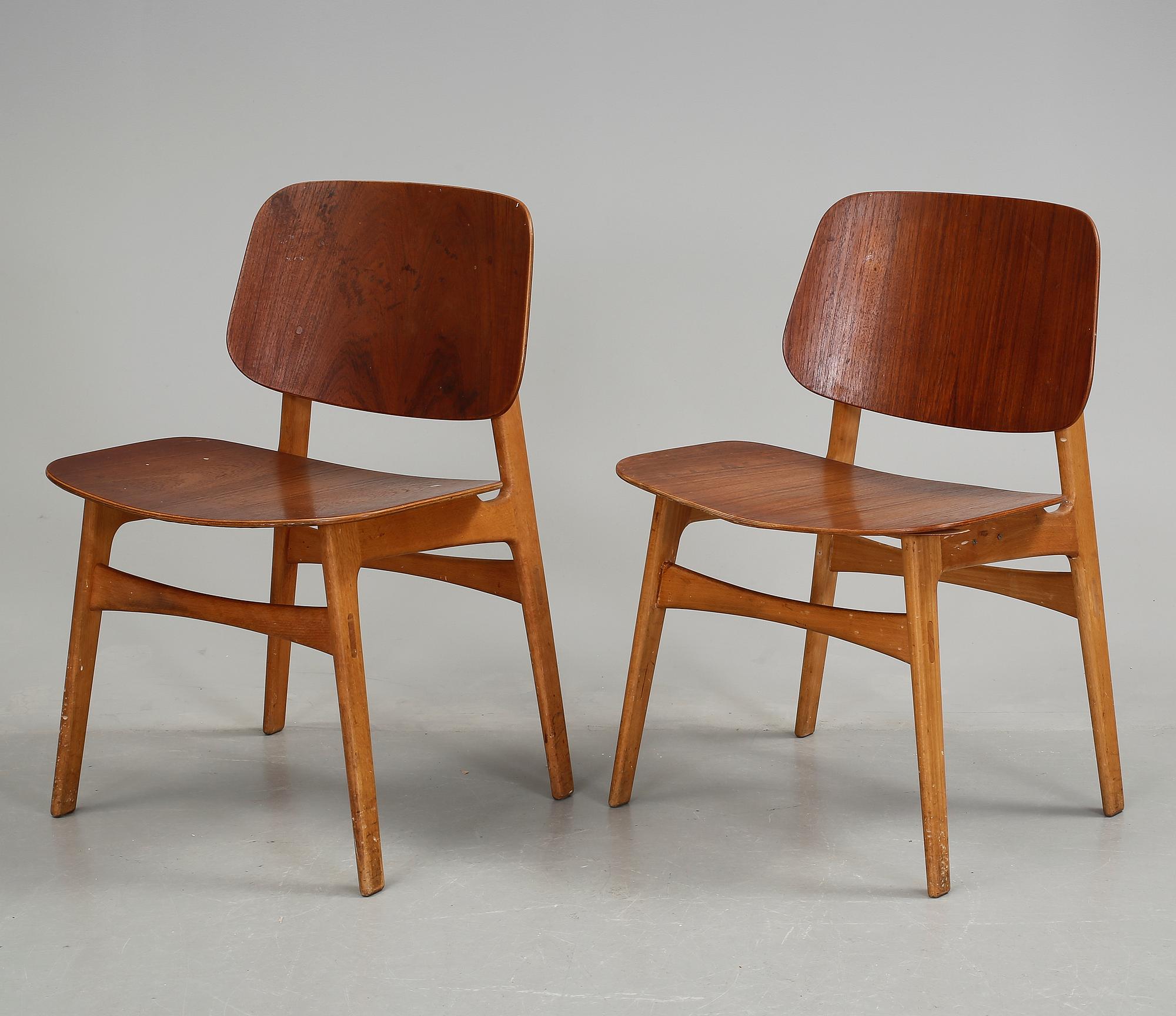 STOLAR, ett par, modell 155, Börge Mogensen, Danmark 1950-tal.