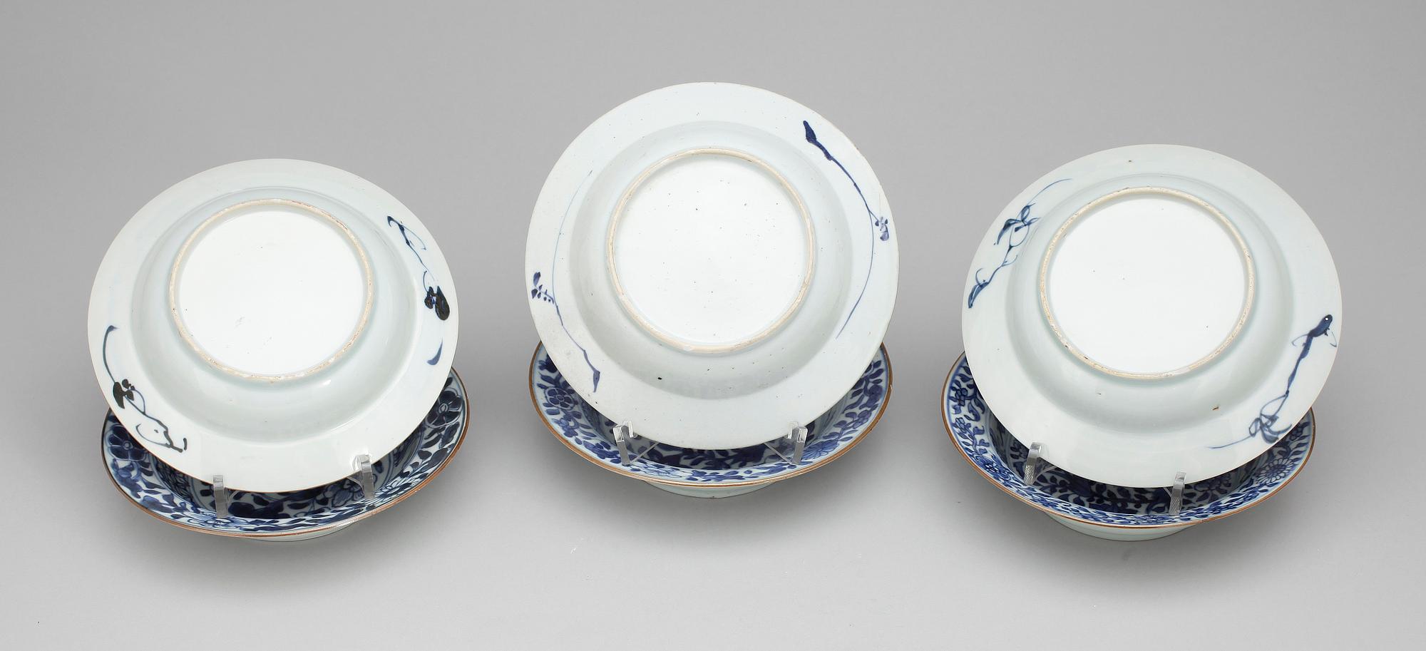 BÄRTALLRIKAR, 6 st, porslin, Kina, Kangxi (1662-1722).