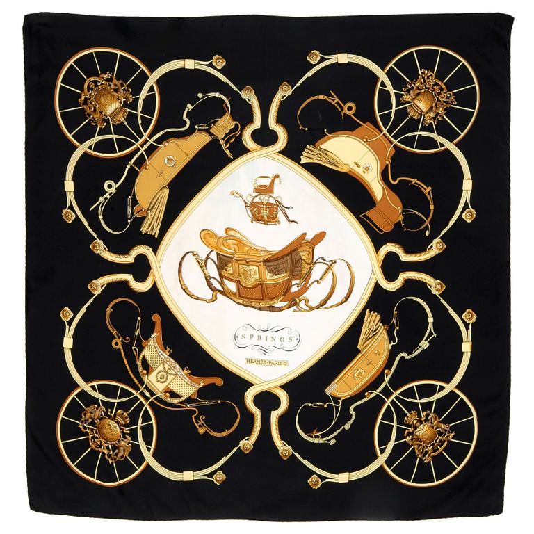 HERMÈS, a silk scarf, "Springs".