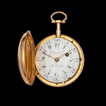 1211. A gold pocket watch by Gustav Adolph Adamson, Paris, late 18th century.
