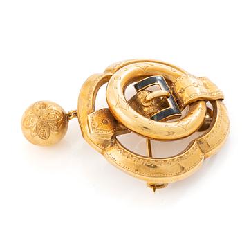 Brooch/pendant, 18K gold and enamel, 19th century.