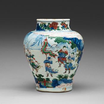 A Transitional Wucai vase, 17th Century.