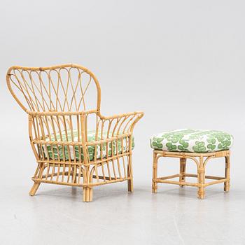 Josef Frank, Fåtölj med fotpall, Firma Svenskt Tenn, modell 311.