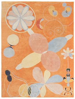 Hilma af Klint, a carpet ''Group IV, no 4. The Ten Largest youth'', handmade, 7/10, c 315 x 234 cm.