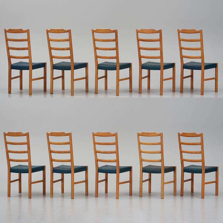 Axel Larsson, a set of 6+4 'Thule' chairs, Svenska Möbelfabrikerna Bodafors for PUB, Sweden, 1937.