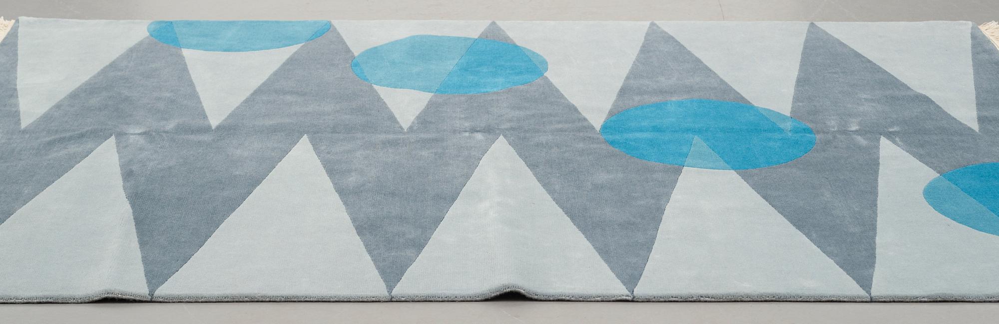 Cecilia Setterdahl, Matta, "Itinerary Blue", 3/10, handknuten, ca 243,5 x 171,5 cm, Carpets CC Dubai.