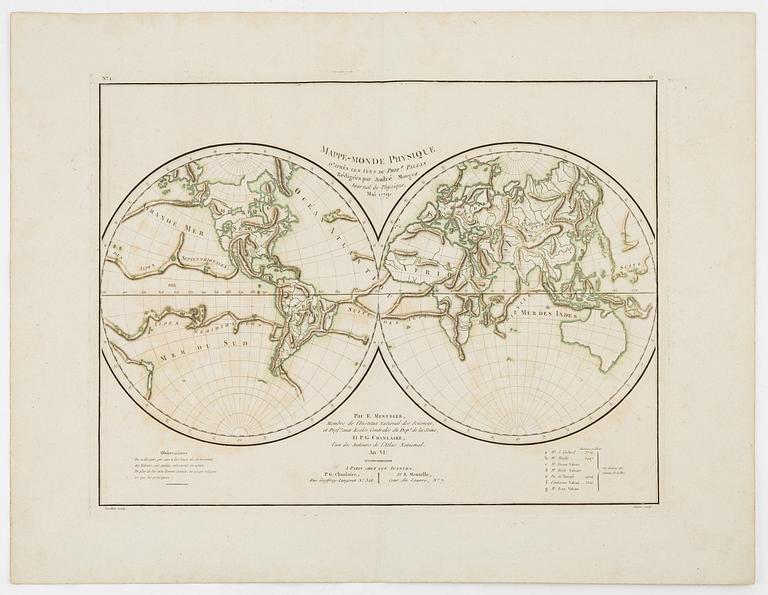 A hand coloured map, P.G. Chanlaire & E. Mentelle, France, 1779.