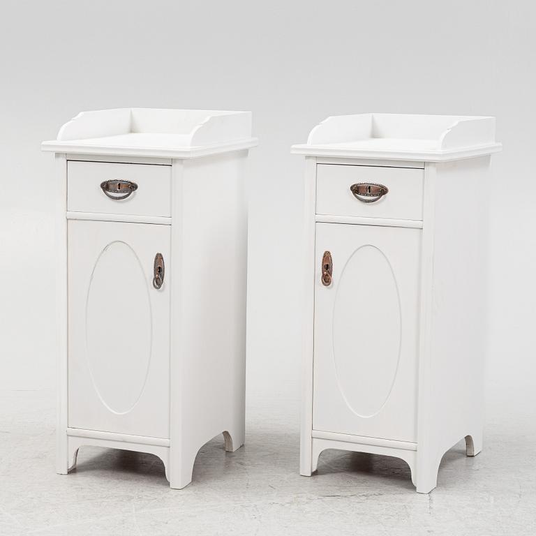 Bedside tables/ chamber pot cabinets, a pair, second half of the 20th century.