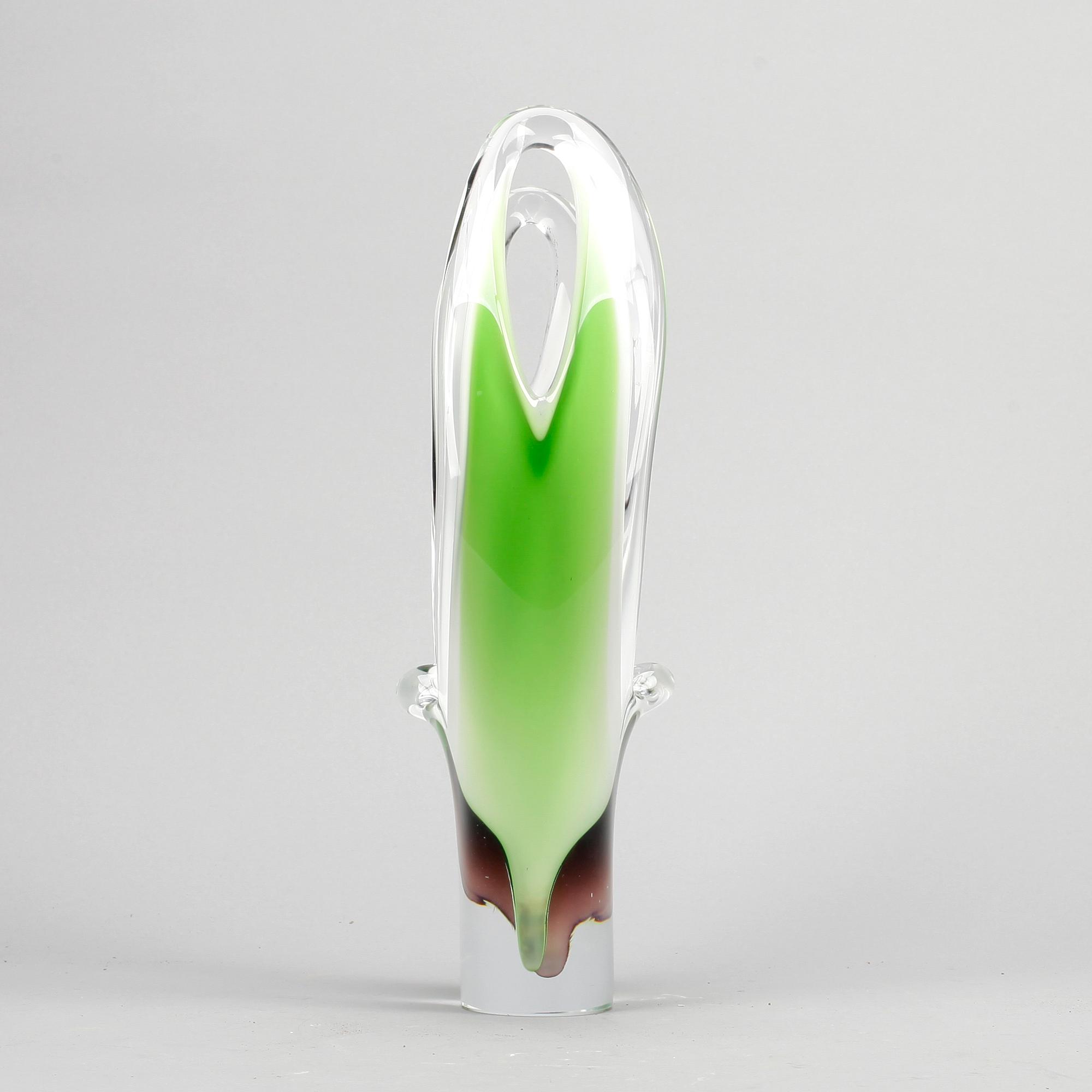 SKULPTUR, glas, Coquille, Paul Kedelv, Flygsfors, 1900-talets andra hälft, signerad.