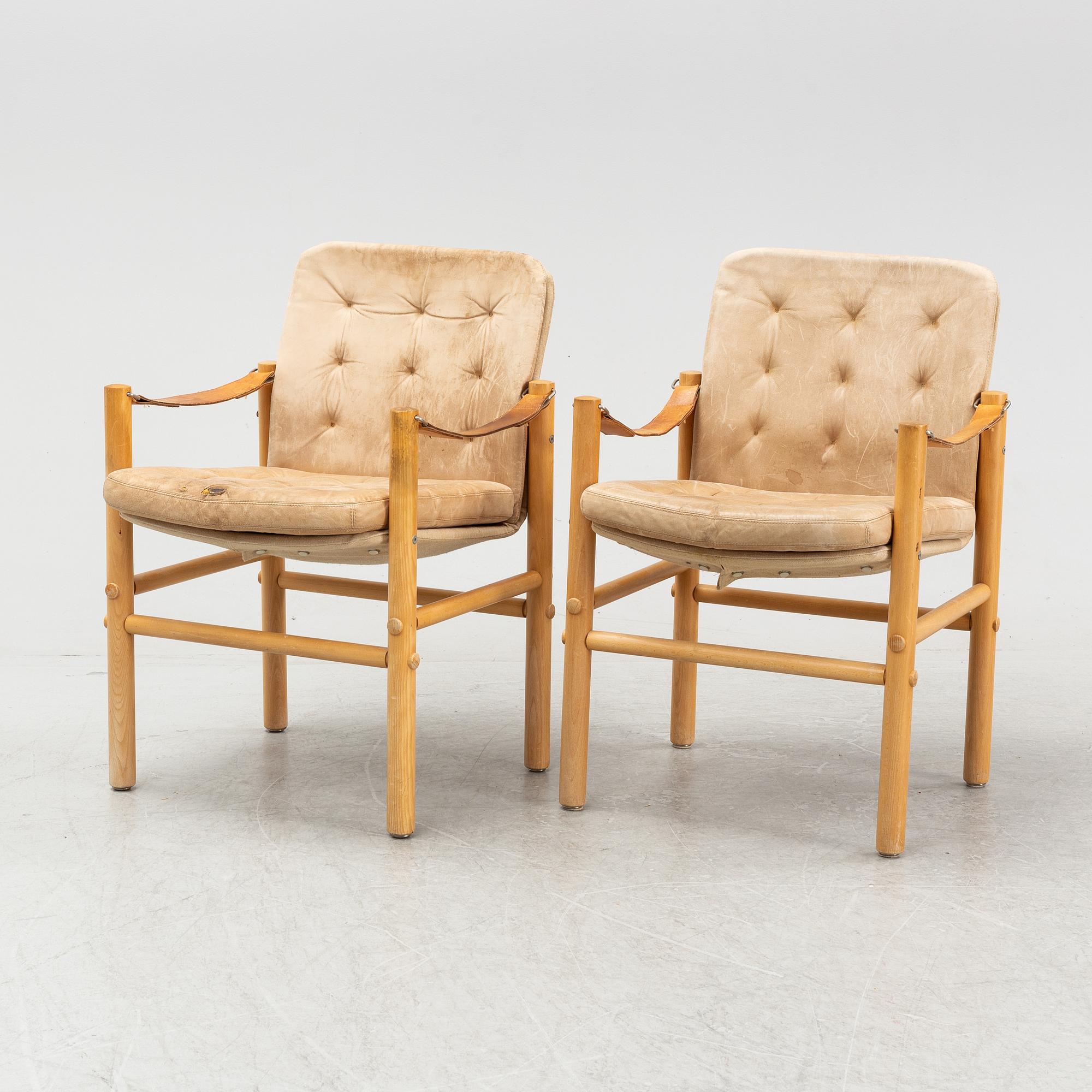 Bror Boije, safarifåtöljer, ett par, "Junker", Dux, formgivna 1975.